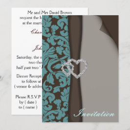 Braune Damaske IMITATE Band Diamante Design Einladung