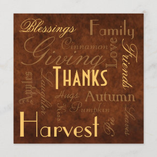 Braune "Danksagung" Thanksgiving-Einladung Einladung