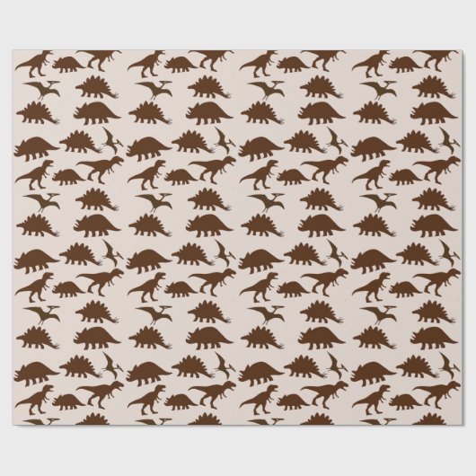 Braune Dinosaurier Geschenkpapier (Flach)