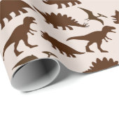Braune Dinosaurier Geschenkpapier (Rolleneckpunkt)