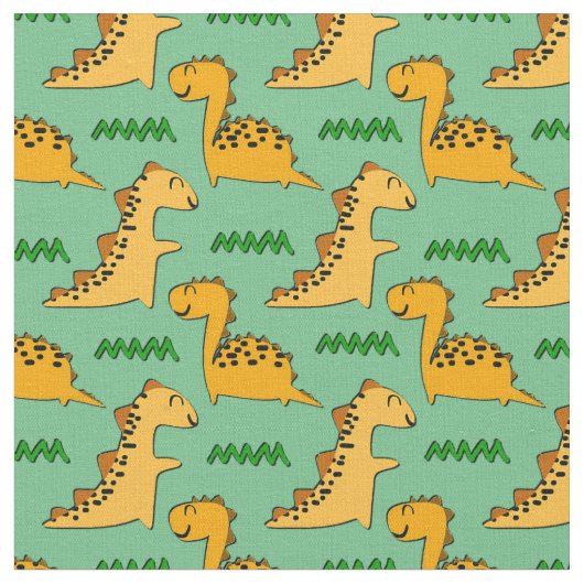 Braune Dinosaurier mit Gras auf Grün Stoff (Nahaufnahme)