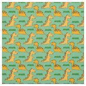 Braune Dinosaurier mit Gras auf Grün Stoff (Muster)