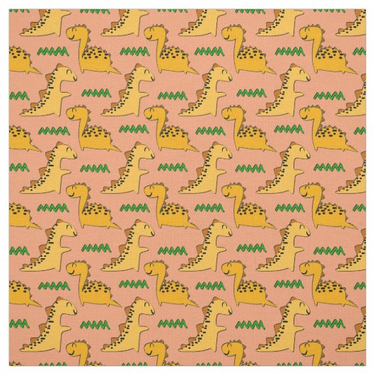 Braune Dinosaurier mit grünem Gras Stoff (Muster)