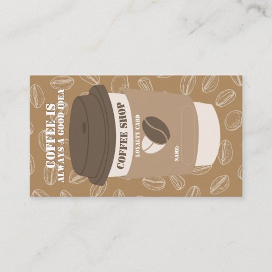 Braune editierbare Coffee House Stempel Treuekarte (Vorderseite)
