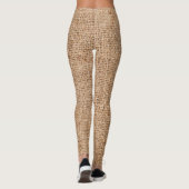 Braune Einbruchtextur, rustikales Sacktuch. Leggings (Rückseite)
