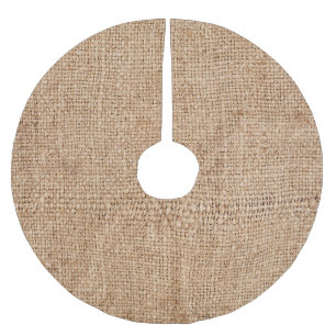Braune Einbruchtextur, rustikales Sacktuch. Polyester Weihnachtsbaumdecke