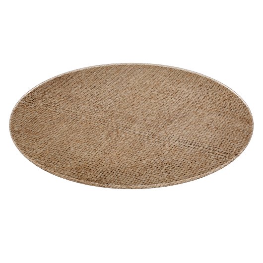 Braune Einbruchtextur, rustikales Sacktuch. Schneidebrett (Ecke)