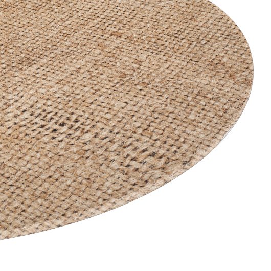 Braune Einbruchtextur, rustikales Sacktuch. Schneidebrett (Ecke)