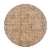 Braune Einbruchtextur, rustikales Sacktuch. Schneidebrett (Vorderseite)