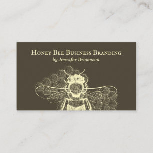 Braune einfache Honigwaben-Biene Retro-Apiary Visitenkarte