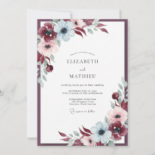Braune Eisige Anemone Hochzeit Einladung