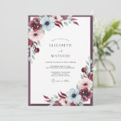 Braune Eisige Anemone Hochzeit Einladung (Stehend Vorderseite)