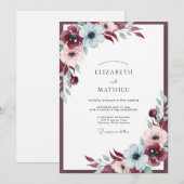 Braune Eisige Anemone Hochzeit Einladung (Vorne/Hinten)