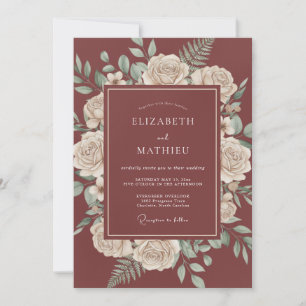 Braune elegante herbstliche Hochzeit Einladung