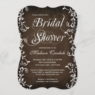 Braune elegante Weinreben Hochzeitsshower-Einladun Einladung