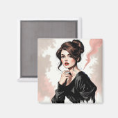 Braune Eleganz mit rätselhaftem Blick Magnet (Vorderseite/Rückseite)