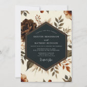 Braune erdige Blütenhochzeit Einladung (Vorderseite)