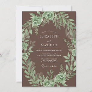Braune Erdige Botanische Hochzeit Einladung