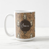 Braune Eule illustriertes Waldmuster Kaffeetasse (Links)