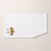 Braune Eulen Design Monogramm Badhandtuch Set (Handtuch)