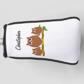 Braune Eulen Design Personalisiert Golf Headcover (Vorderseite)
