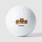 Braune Eulen-Design personalisiert Golfball (Vorderseite)