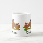 Braune Eulen Design personalisiert Kaffeetasse (Mittel)