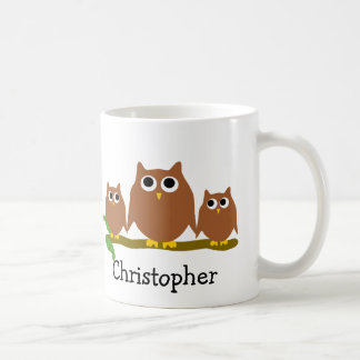 Braune Eulen Design personalisiert Kaffeetasse