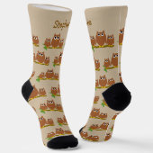 Braune Eulen Design Personalisiert Socken (Gewinkelt)