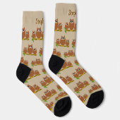 Braune Eulen Design Personalisiert Socken (Rechts)
