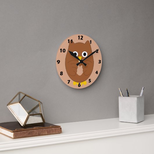 Braune Eulen-Design Runde Wanduhr (Büro)