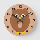 Braune Eulen-Design Runde Wanduhr (Vorderseite)