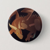 Braune Fantasy-Drachenkunst Button (Vorderseite)