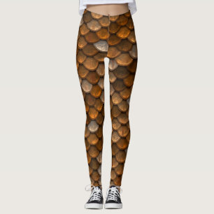 Braune Fischschuppen Meerjungfrau Leggings