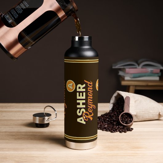 Braune Flasche mit Name (Kaffee)
