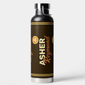 Braune Flasche mit Name (links)