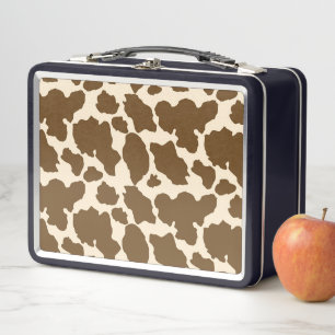 Braune Flecken Kuh Print Bauer Farm Tiere Klasse Metall Brotdose