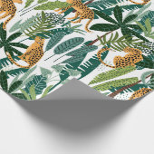 Braune Flecken Panter & Dschungelmuster-Blätter Geschenkpapier (Ecke)