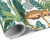 Braune Flecken Panter & Dschungelmuster-Blätter Geschenkpapier (Rolleneckpunkt)