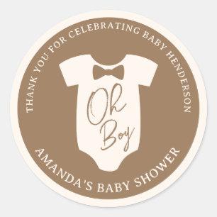 Braune Fliege Baby Shower Runder Aufkleber