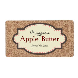Braune Floral Apple Butter Jam Jar Labels, kundens