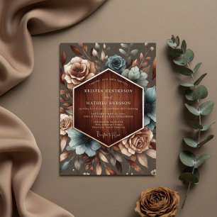 Braune Florale Herbstliche Eleganz Hochzeit Einladung