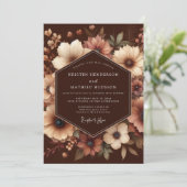 Braune Florale Hochzeitsverzauberung Einladung (Stehend Vorderseite)