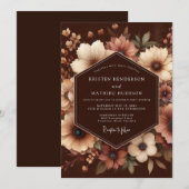 Braune Florale Hochzeitsverzauberung Einladung (Vorne/Hinten)