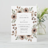 Braune Florale Launen Hochzeit Einladung (Stehend Vorderseite)