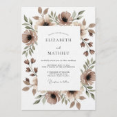 Braune Florale Launen Hochzeit Einladung (Vorderseite)