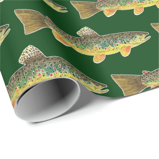 Braune Forellen Fischerei Ichthyologie Männer Frau Geschenkpapier (Rolleneckpunkt)