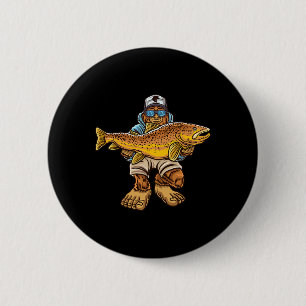 Braune Forellen Fluss Angeln Bigfoot Jagd Fischer Button