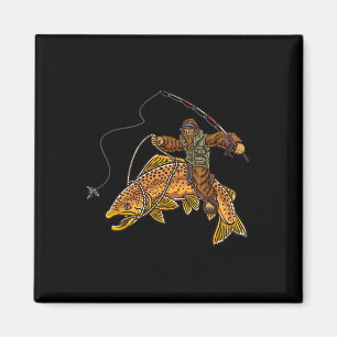 Braune Forellen Fluss Angeln Bigfoot Jagd Fischer Magnet