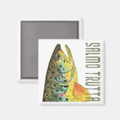 Braune Forellen-Ichthyologie, Fischerei, Fischfang Magnet (Vorderseite/Rückseite)